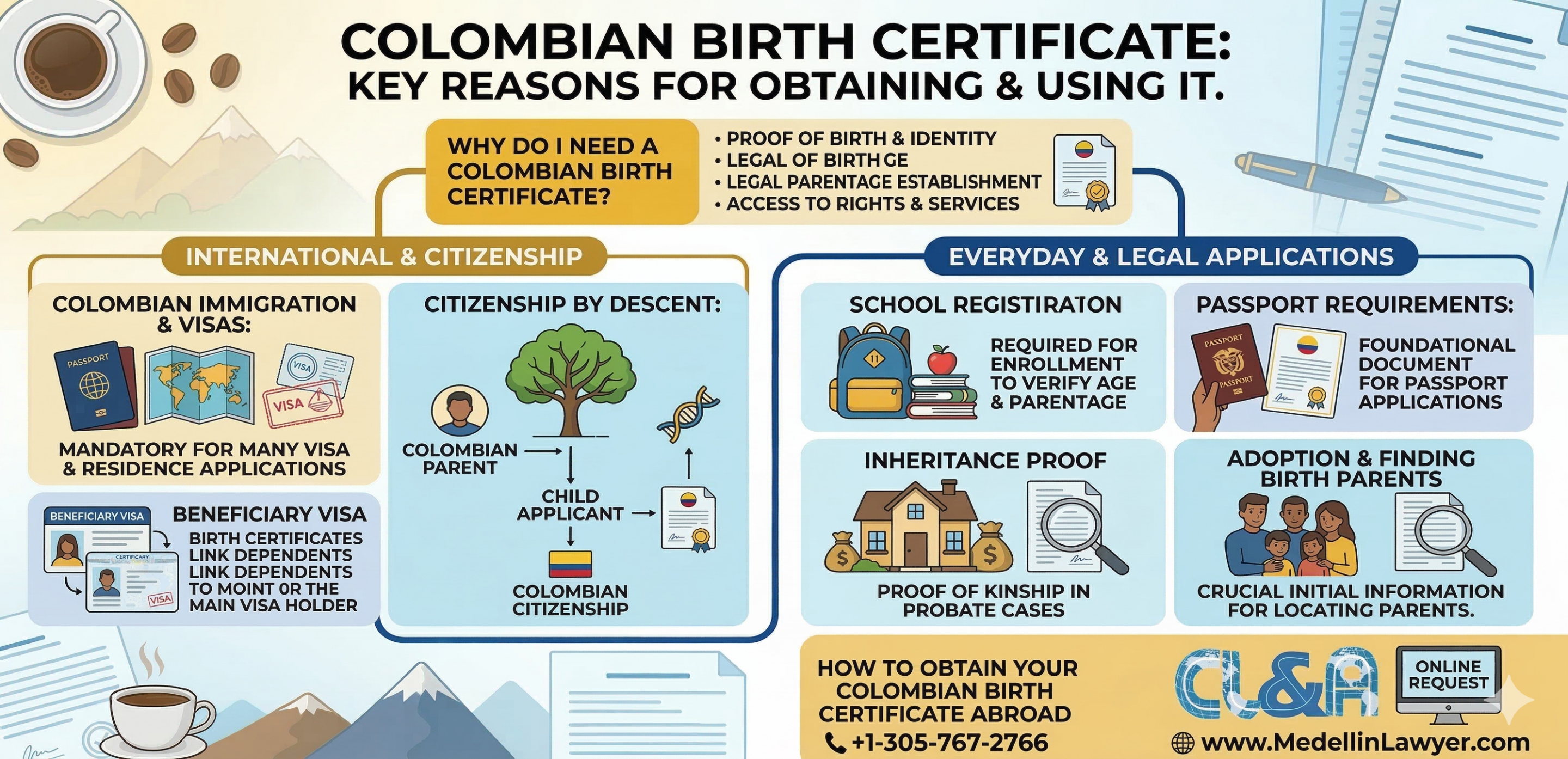 Uses for Colombian Birth Certificate Infographic